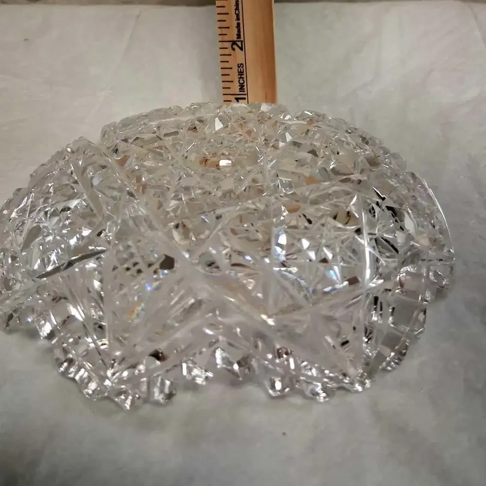 Vintage American Brilliant Period Cut Crystal Star of David Nappy Candy Nut Dish